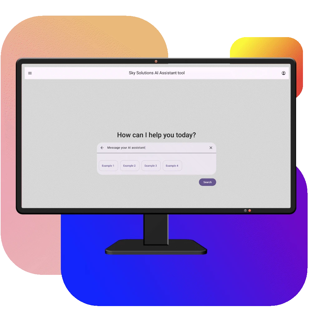 a preview image of the SkyAI application. It shows the browser application on a monitor